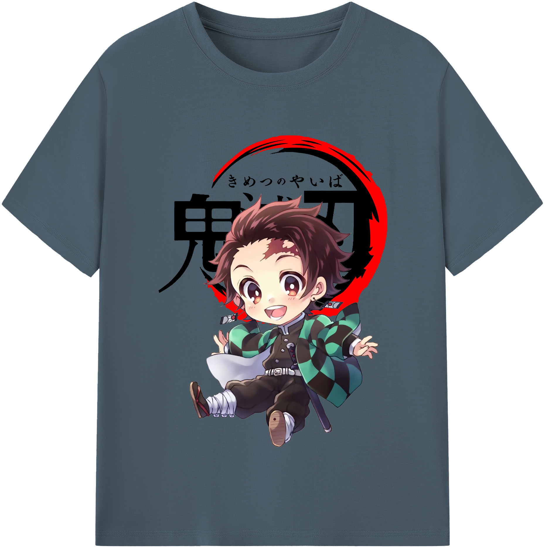 （画像用） 鬼滅の刃 竈門 炭治郎／かまど たんじろう Kamado Tanjirou 綿100％半袖Tシャツ（フロントプリント）